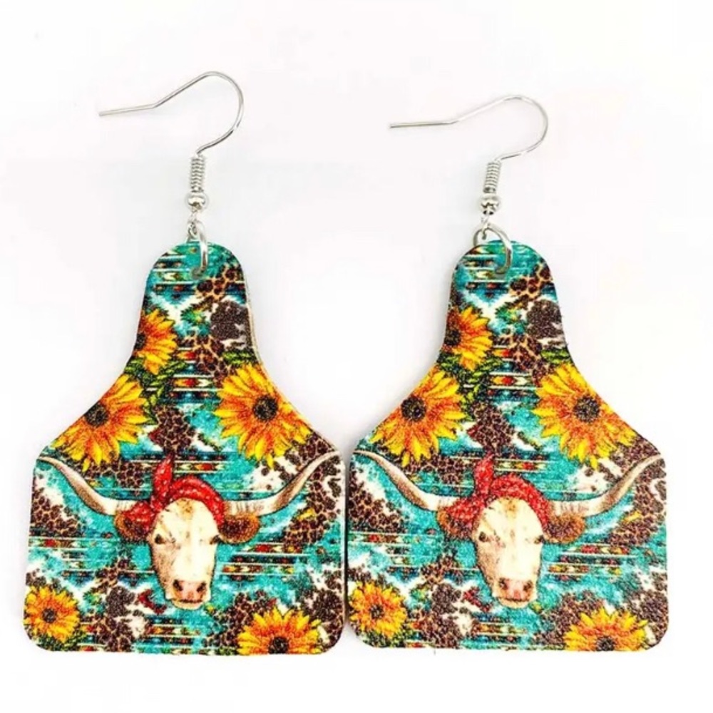 BOHO SUNFLOWER Longhorn Earrings!!!